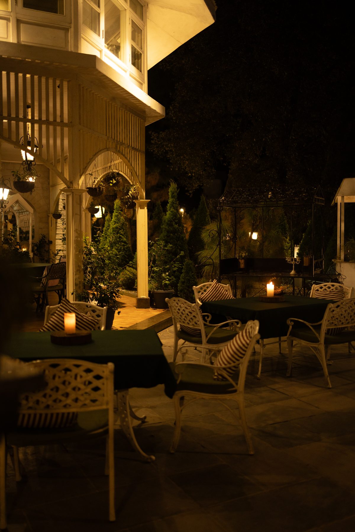 Candlelit terrace